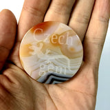 Czech Carnelian Agat 45x8mm Coin Gem Stone Healing Reiki Chakra Palm Stone