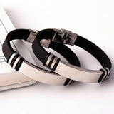 Personalized Mens Stainless Steel Silicone Bracelet