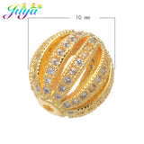 10mm 12mm Metal Ball Beads Micro Pave Zircon Hollow Copper Beads