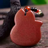 Nine Tails Fox Pendant Necklace Dark Sand Stone Luck Jewelry for Women Men