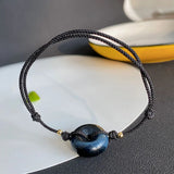Dark Tiger Eyes Stone Beads Bracelet Hand Weave Crystal Jewelry