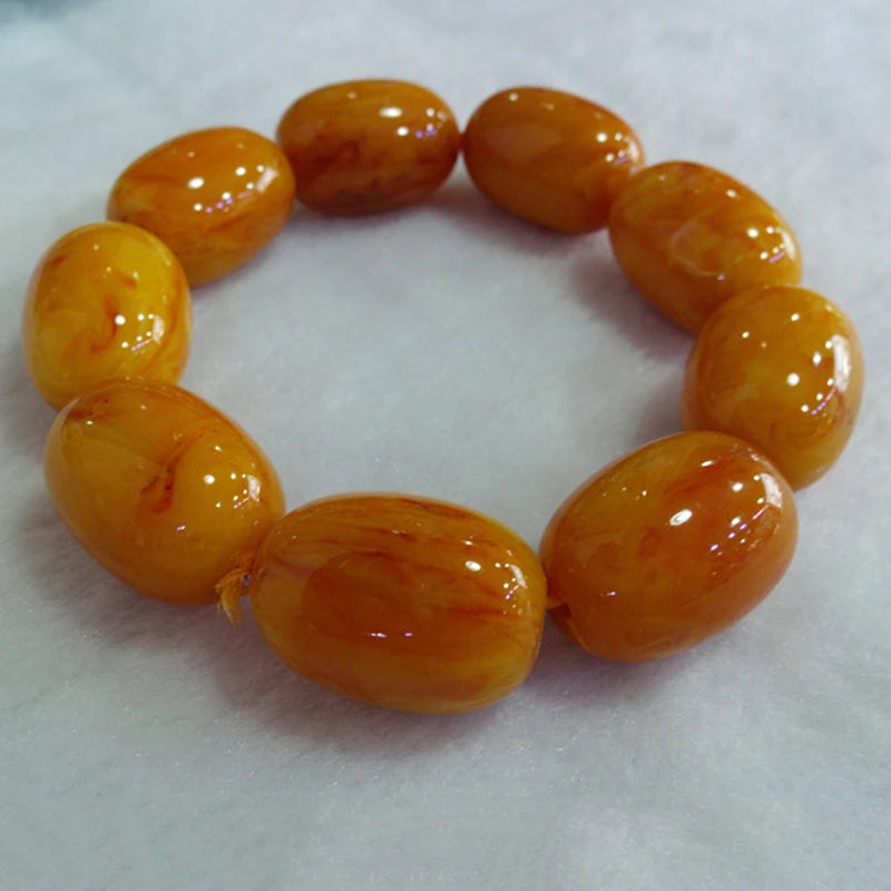Dark Yellow Ore Bright Natural Stone Bracelets Lucky Women Men