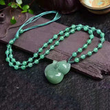Dongling Green Stone Fox Pendant Necklace