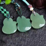 Dongling Green Stone Fox Pendant Necklace