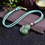 Dongling Green Stone Fox Pendant Necklace