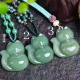 Dongling Green Stone Fox Pendant Necklace