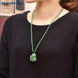 Dongling Green Stone Fox Pendant Necklace