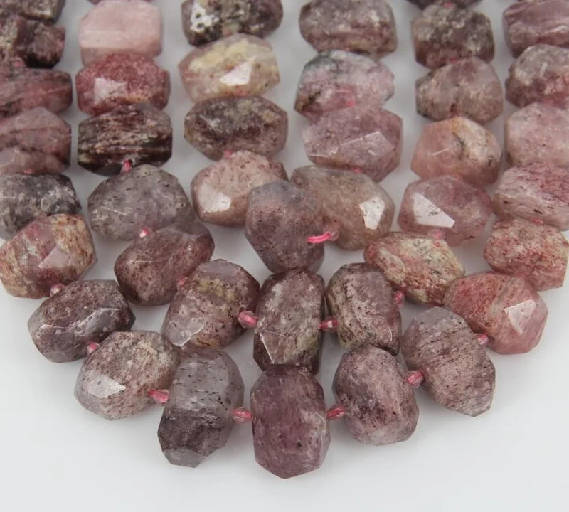 Faceted Natural Chalcedony Nugget Beads 10-12x16-20mm
