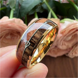 6mm 8mm Tungsten Rings Wedding Band Wood Arrow Inlay