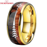 6mm 8mm Tungsten Rings Wedding Band Wood Arrow Inlay