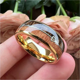 6mm 8mm Tungsten Rings Wedding Band Wood Arrow Inlay