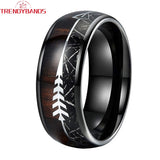 Tungsten Wedding Band Meteorite Inlay Arrow Polished