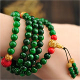 Green Stone Bracelets 6mm 108 Buddha Beads Cinnabar Lucky Multi-layer Bracelets