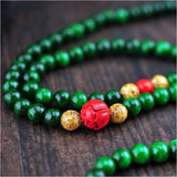 Green Stone Bracelets 6mm 108 Buddha Beads Cinnabar Lucky Multi-layer Bracelets