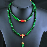 Green Stone Bracelets 6mm 108 Buddha Beads Cinnabar Lucky Multi-layer Bracelets