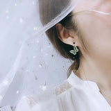 European Fine Woman Butterfly Zircon Stud Earrings