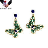 European Fine Woman Butterfly Zircon Stud Earrings