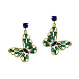 European Fine Woman Butterfly Zircon Stud Earrings