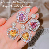 Heart Zircon 18KT Stud Earrings Fine Jewelry