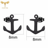 Anchor Stud Earrings Set Stainless Steel Jewelry Men Women Accessories