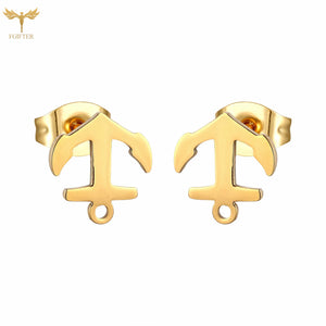 Anchor Stud Earrings Set Stainless Steel Jewelry Men Women Accessories
