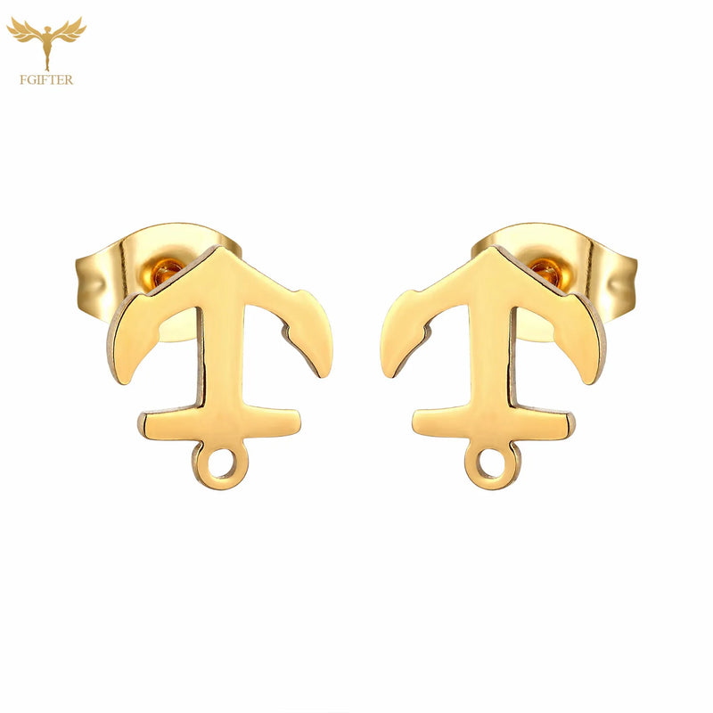 Anchor Stud Earrings Set Stainless Steel Jewelry Men Women Accessories