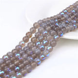 Natural Grey Agates Beads 6/8/10mm Smooth Round Stone Beads 15''Strand