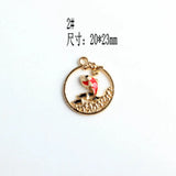 Enamel Alloy Charms 100pcs 20*23mm Hollow Round Animal Fish Necklace Pendants