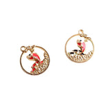 Enamel Alloy Charms 100pcs 20*23mm Hollow Round Animal Fish Necklace Pendants