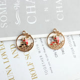 Enamel Alloy Charms 100pcs 20*23mm Hollow Round Animal Fish Necklace Pendants