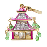 Enamel Glaze Temple Pendant Green Water Drop Tassel Small House Bag Pendant