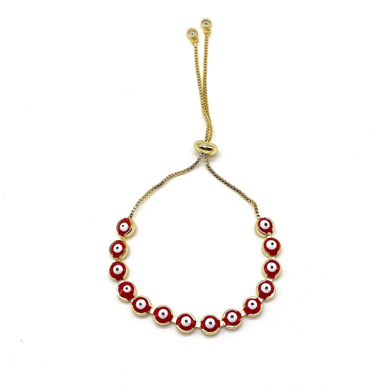 Enamel Eye Bracelets Box Chain Adjustable Pull Tie