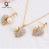 European Style Heart Pearl Necklace & Earring Set