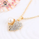 European Style Heart Pearl Necklace & Earring Set