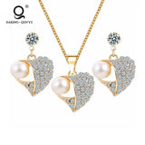 European Style Heart Pearl Necklace & Earring Set