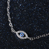925 Silver Lucky Eye Pendant Bracelet Women Chain Adjustable Wedding Jewelry