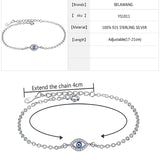 925 Silver Lucky Eye Pendant Bracelet Women Chain Adjustable Wedding Jewelry