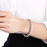 Vintage 8mm Beads Bell 925 Sterling Silver Bracelet for Women