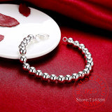Vintage 8mm Beads Bell 925 Sterling Silver Bracelet for Women