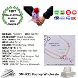 European Fine Pink Heart Tassel AAA Zircon Necklace
