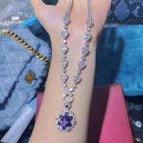 European Woman Girl Zircon Necklace Pendant 18KT Universal Gift