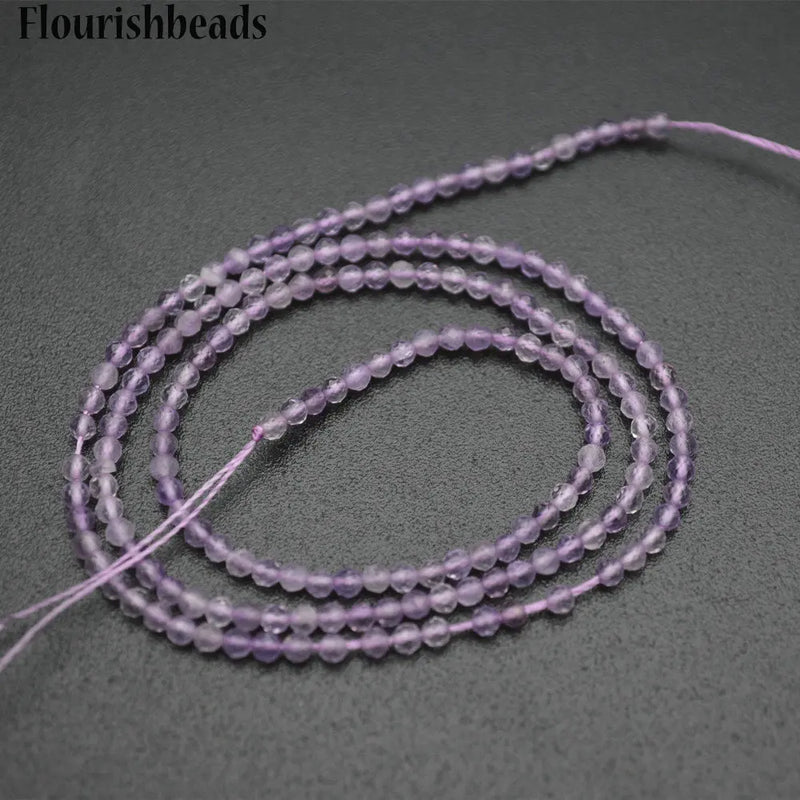 Natural Amethyst Diamond Cutting Stone Round Beads