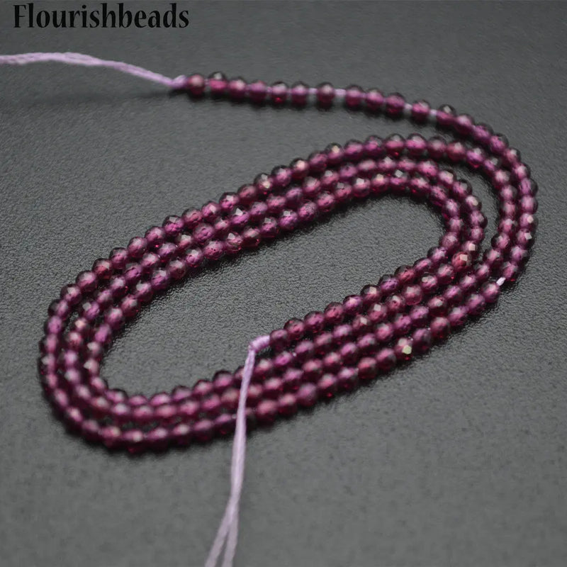 2mm Natural Purple Garnet Diamond Cutting Round Loose Beads