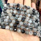Rutilated Quartz Round Stone Beads for Jewelry Making DIY 6/8/10MM
