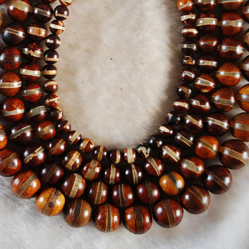 Faceted Brown Tibetan Agates Beads 8-12MM for Jewelry Making