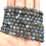 Natural Faceted Gray Labradorite Stone Beads 6/8/10MM