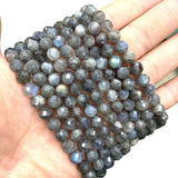Natural Faceted Gray Labradorite Stone Beads 6/8/10MM