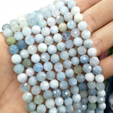 Faceted Mix Aquamarines Round Stone Beads 6/8/10mm