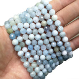 Faceted Mix Aquamarines Round Stone Beads 6/8/10mm