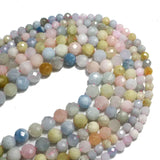 Faceted Morganites Round Stone Beads for Jewelry Making 15''